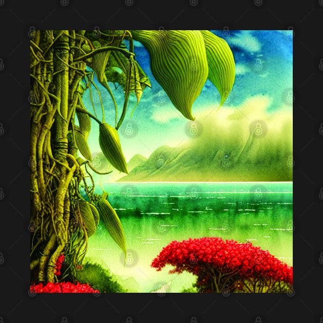 Magical Landscape featuring Sea and Plants by Promen Art