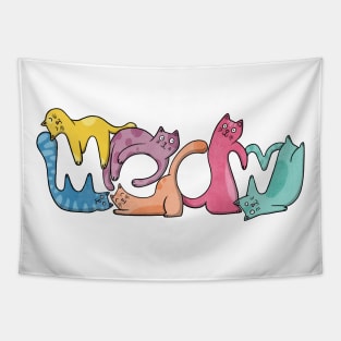 Meow Cats Typography Tapestry