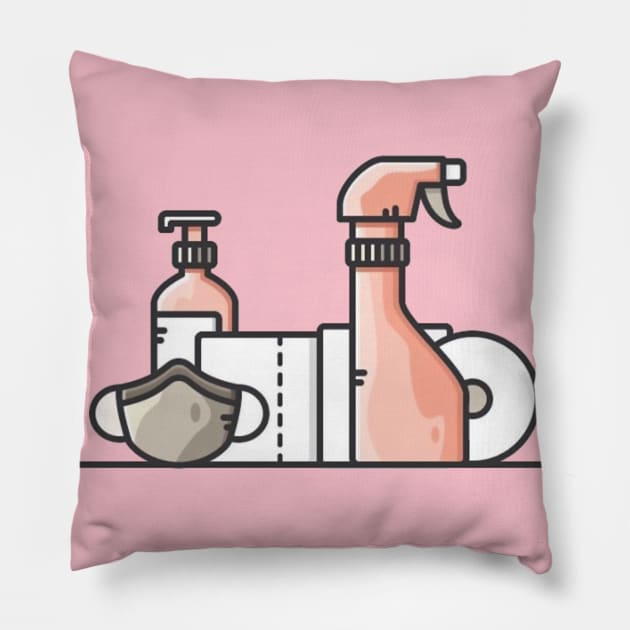 wear mask and wash your hands Pillow by Bravetee