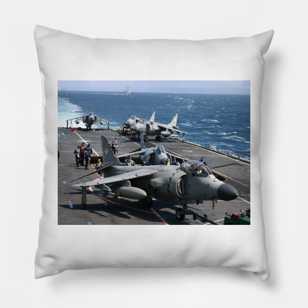 Sea Harriers onboard HMS Illustrious. Pillow by captureasecond