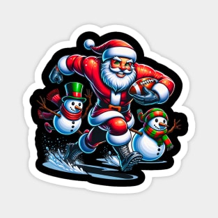 Christmas Football Santa Playing Football Magnet