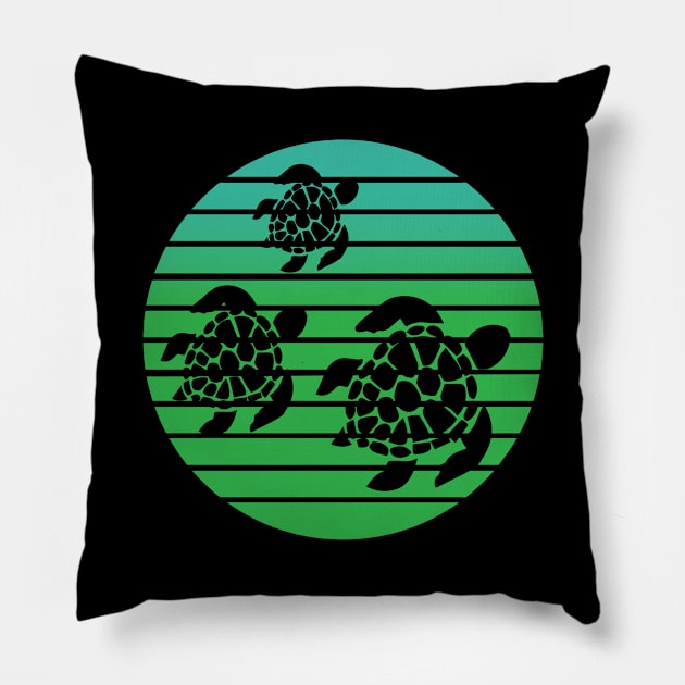 Sea Turtle Family Green Ocean Swimming Pillow by MadMando Marketplace