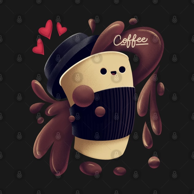 Funny Drink Coffee Lover Cute Heart Everywhere Gift by teeleoshirts