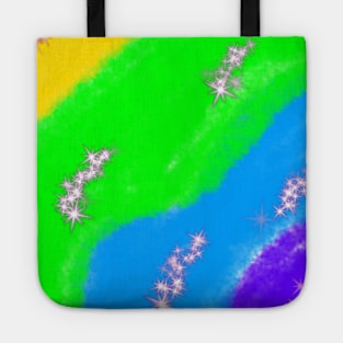 Blue green yellow watercolor abstract art Tote