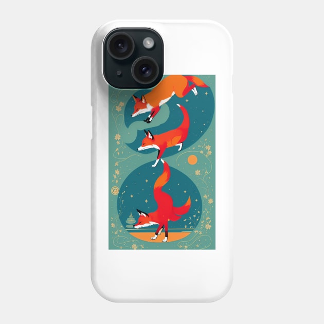 Fox Yoga Floral Flower Design Phone Case by ShopSunday