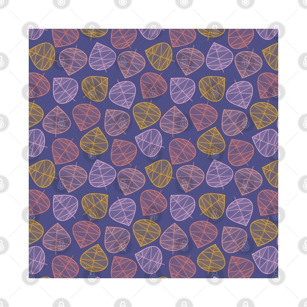 Geometric Leaves Blue by Sandra Hutter Designs