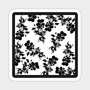 ROSES BLACK AND WHITE WATERCOLOR FADED PATTERN Magnet