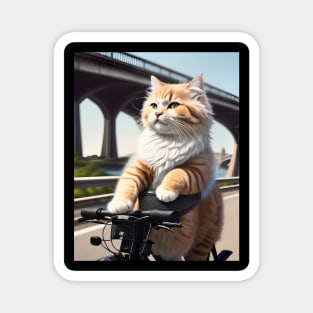 Cat on a Bicycle Magnet