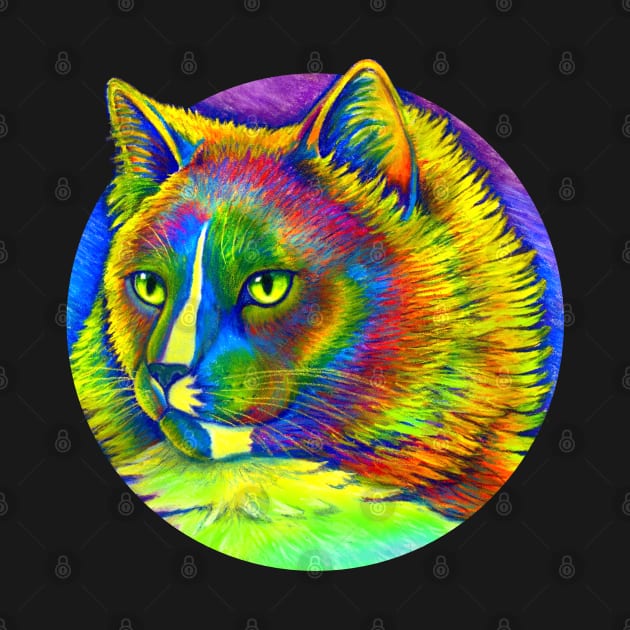 Psychedelic Rainbow Cat by rebeccawangart