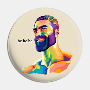 GigaChad smile meme pop art Pin