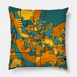 Dortmund Map Pattern in Orange & Teal Pillow