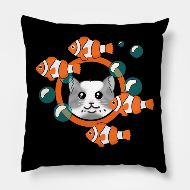 Cat n Fish Pillow by NessyArt