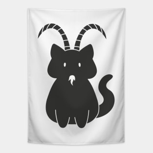 Capricorn Cat Zodiac Sign (Black and White) Tapestry