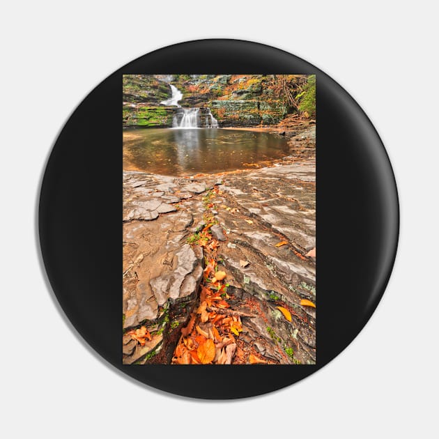 Autumn Crater Waterfall Pin by somadjinn