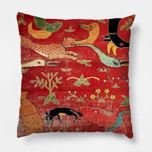 Animal Grotesques Mughal Carpet Fragment Pillow