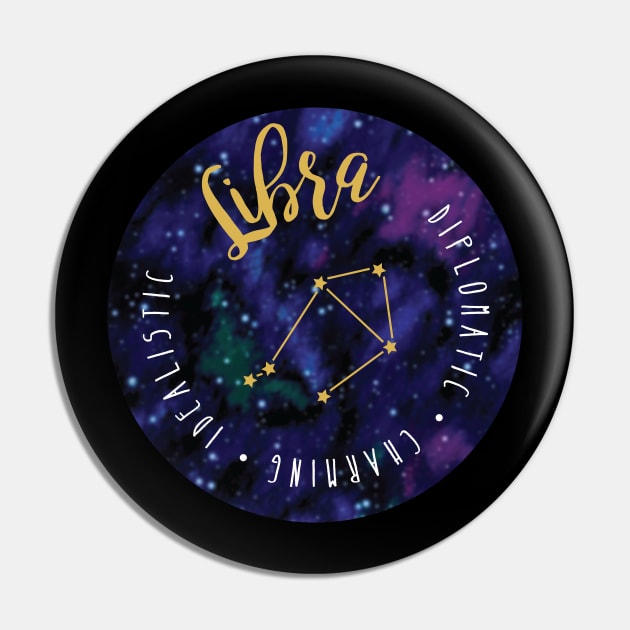 Libra Zodiac Pin by CreativeHermitCo