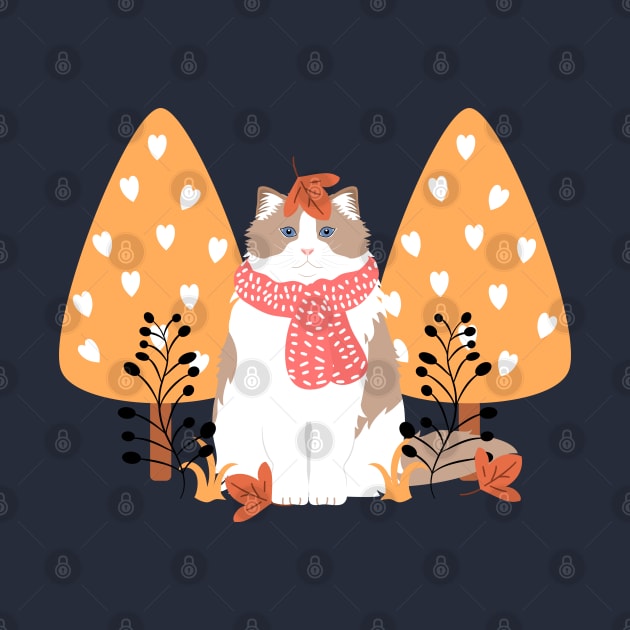 Cute Ragdoll Cat in Autumn by LulululuPainting