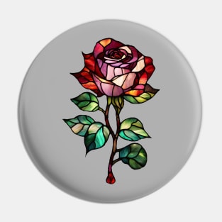 Stained glass single rose Pin