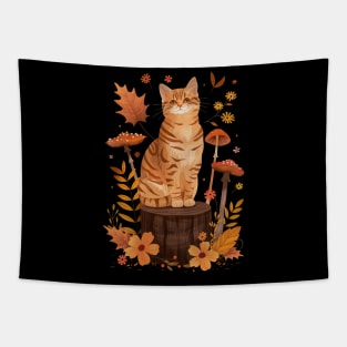 Cottagecore Aesthetic Cat Enchantment Tapestry