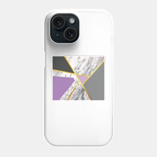 Geometric marble print, color blocking purple Phone Case