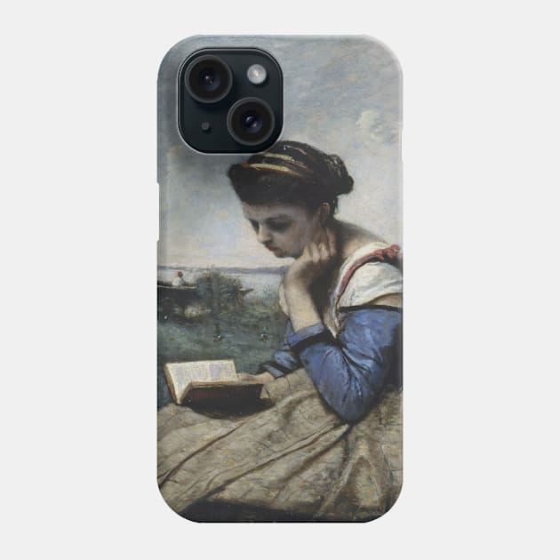 A Woman Reading by Jean-Baptiste-Camille Corot Phone Case by Classic Art Stall