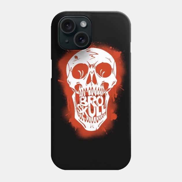 Broskull Logo V.1 White on Red Full size logo Phone Case by CastleBroskull