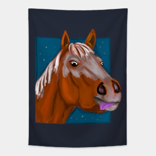 Funny winter horse Tapestry