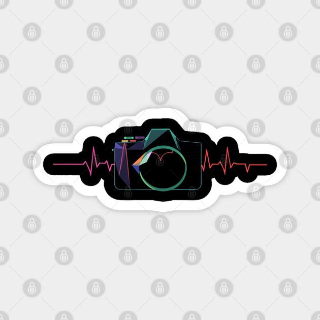 Minimalist Camera Heartbeat Photo. camera heartbeat, photography lover, minimalist photo, creative passion. Magnet by OUTFITPAW