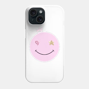 Happy face with star, heart and crown Phone Case