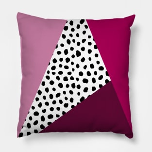 Geometric Polka Dot, Pink, Raspberry Red and Burgundy Pillow