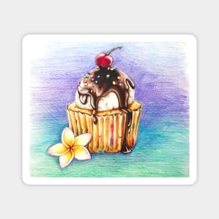 Colorful Ice Cream Cupcake Magnet