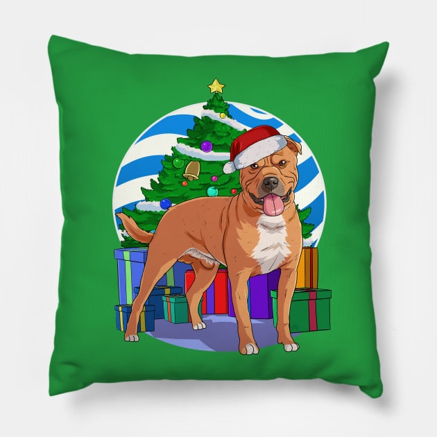 Staffordshire Bull Terrier Dog Christmas Tree Decoration Pillow by Noseking