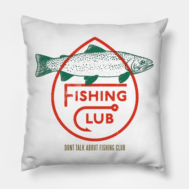 Fishing Club Pillow by Midcenturydave