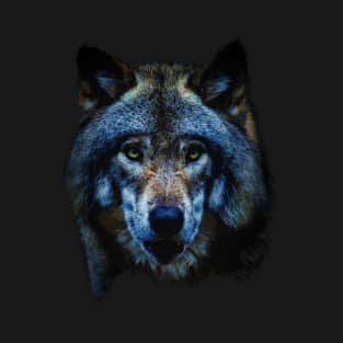 Blue Wolf Yellow Eyes T-Shirt