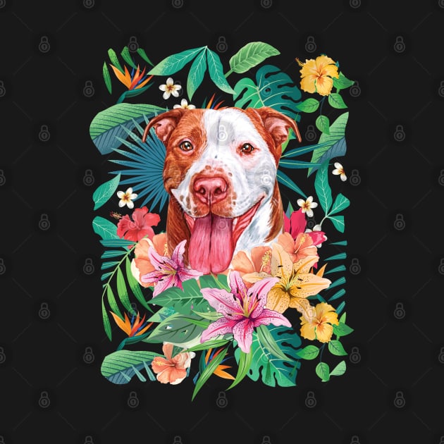 Tropical Red Pit Bull Pitbull 4 by LulululuPainting