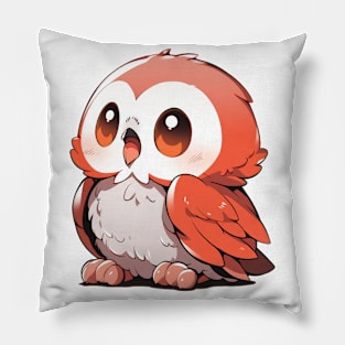 Chibi Red Owl Pillow