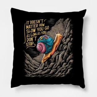 Resilient Journey: Inspirational Snail Climbing Hill Pillow