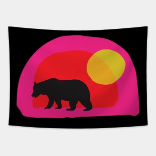 Sunset Bear in Cave Tapestry