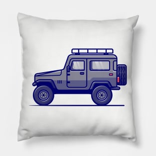 Off Road Car Cartoon Vector Icon Illustration Pillow