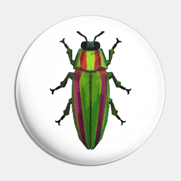 Jewel Beetle Digital Painting Pin by gktb