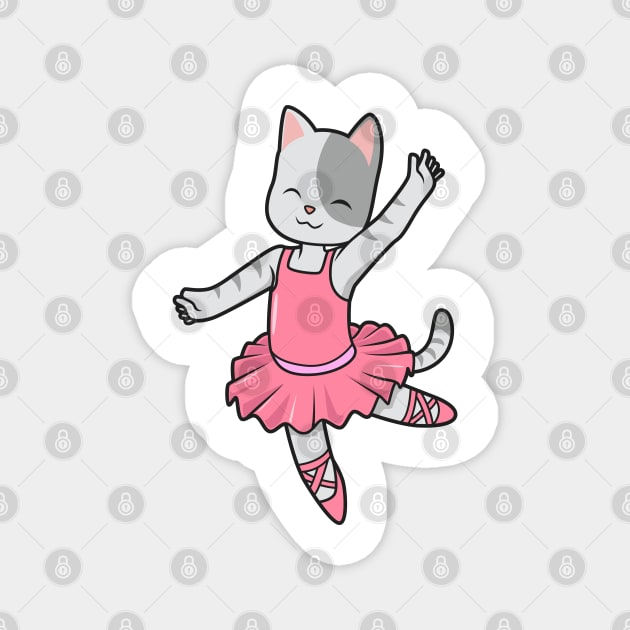 Cartoon cat dances ballet - ballerina Magnet by Modern Medieval Design