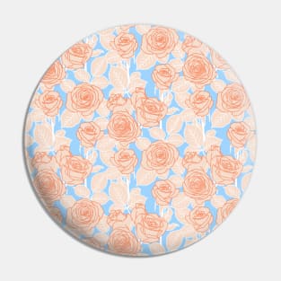 Orange and Blue Romantic Roses Pin