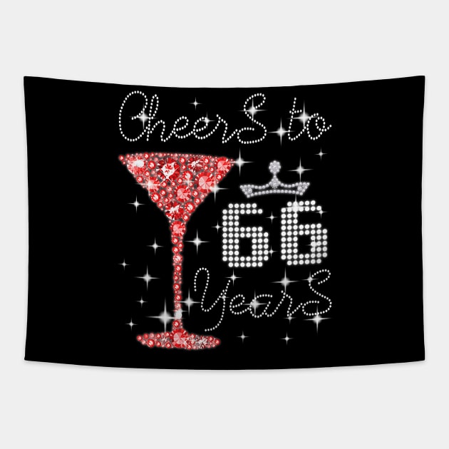 Queen Girl Princess Cheers To 66 Years Old Happy Birthday Tapestry by Cortes1