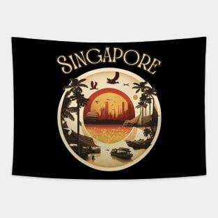 Singapore City Skyline Travel art Tapestry