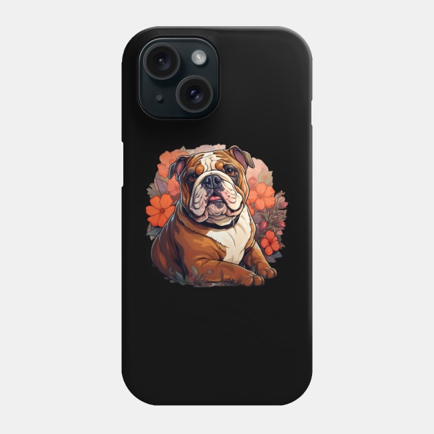 English Bulldog Floral Cottagecore Phone Case by Paul Walls