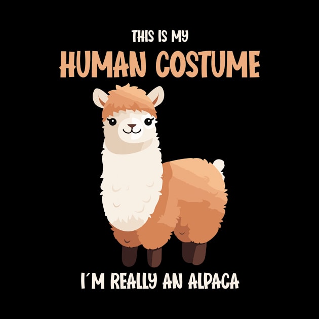 Cute Alpaca Halloween T-Shirt | This is My Human Costume Shirt | Funny Animal Lovers Season Outfit | Humorous Gift Idea by Indigo Lake