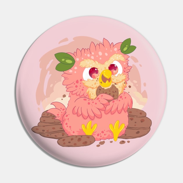 little peach owl with yith yummy cookie- for Men or Women Kids Boys Girls love owl Pin by littlepiya