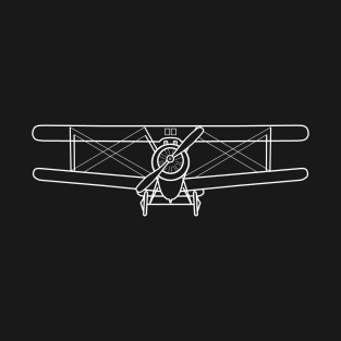 Vintage Sopwith Camel WW1 biplane fighter aircraft outline graphic (white) T-Shirt