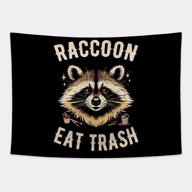 Raccoon Eat Trash Tapestry by Yopi