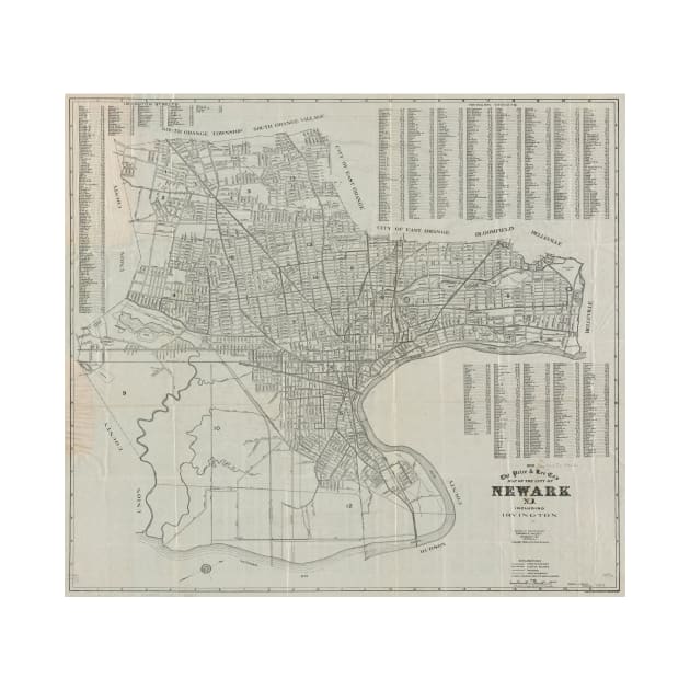 Vintage Map of Newark NJ (1920) by Bravuramedia